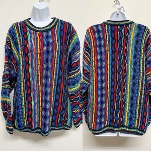 Tundra Canada Mens Vintage 90s Y2K 3D Colorful Knit Long Sleeve Sweater Size L